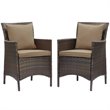 Pemberly Row   Patio Dining Arm Chair in Brown and Mocha (Set of 2)