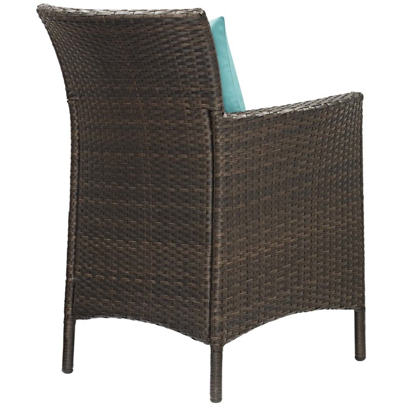 Pemberly Row   Patio Dining Arm Chair in Brown and Turquoise (Set of 2)