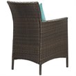 Pemberly Row   Patio Dining Arm Chair in Brown and Turquoise (Set of 2)
