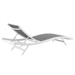 Pemberly Row  Mesh Aluminum Patio Chaise Lounge in White and Gray (Set of 2)