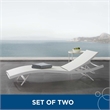 Pemberly Row  Mesh Aluminum Patio Chaise Lounge in White (Set of 2)