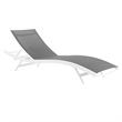 Pemberly Row  Mesh Aluminum Patio Chaise Lounge in White and Gray (Set of 4)