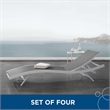 Pemberly Row  Mesh Aluminum Patio Chaise Lounge in White and Gray (Set of 4)