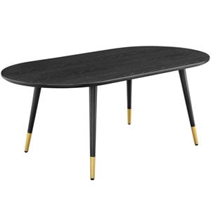 Pemberly Row  47&quot Oval Wooden Coffee Table in Black