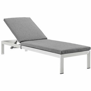 Pemberly Row   Reclining Patio Chaise Lounge in Silver and Gray