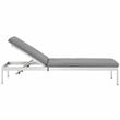 Pemberly Row  Plastic Wood Reclining Patio Chaise Lounge in Silver and Gray