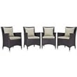 Pemberly Row  Patio Dining Chair in Espresso and Beige (Set of 4)