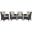 Pemberly Row  Patio Dining Chair in Espresso and Beige (Set of 4)