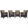 Pemberly Row 4-Piece Aluminum and Rattan Patio Dining Chairs in Espresso/Mocha