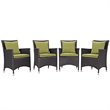 Pemberly Row 4-Piece Aluminum Rattan Patio Dining Chairs in Espresso/Peridot