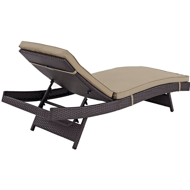 Pemberly Row Modern Rattan Outdoor Chaise in Espresso/Mocha Brown (Set of 2)