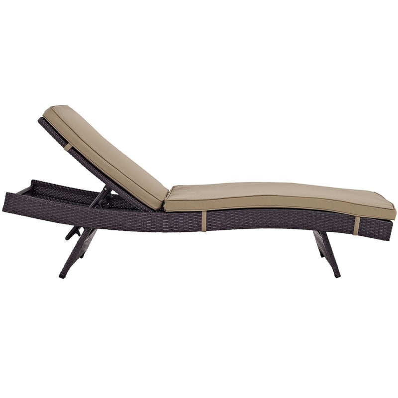 Pemberly Row Modern Rattan Outdoor Chaise in Espresso/Mocha Brown (Set of 2)