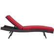 Pemberly Row Modern Rattan Outdoor Chaise in Espresso/Red (Set of 2)