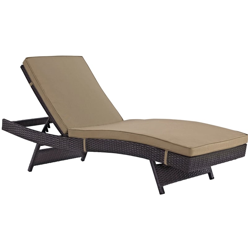 Pemberly Row Modern Rattan Outdoor Chaise in Espresso/Mocha Brown (Set of 4)
