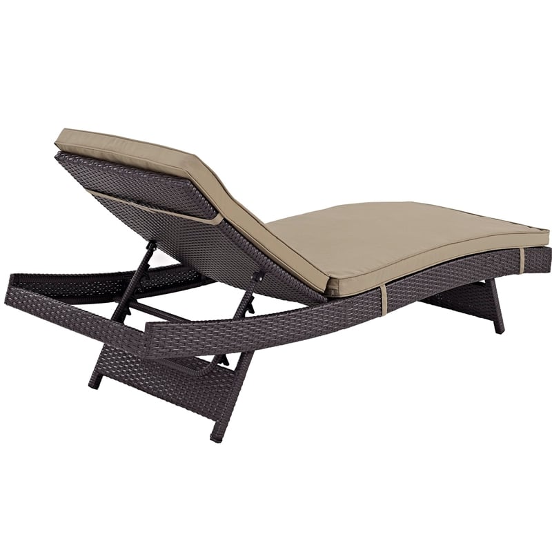 Pemberly Row Modern Rattan Outdoor Chaise in Espresso/Mocha Brown (Set of 4)