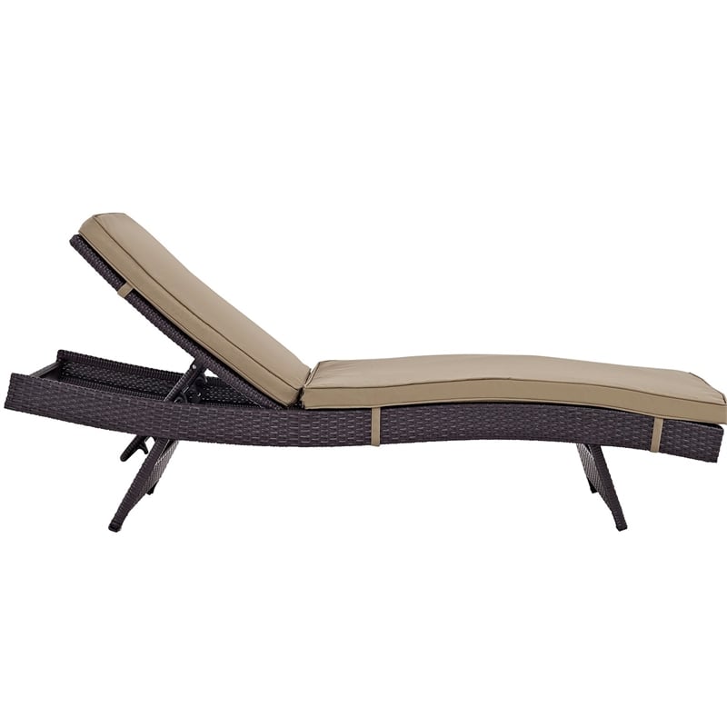 Pemberly Row Modern Rattan Outdoor Chaise in Espresso/Mocha Brown (Set of 4)