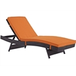 Pemberly Row Modern Rattan Outdoor Chaise in Espresso/Orange (Set of 4)