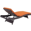 Pemberly Row Modern Rattan Outdoor Chaise in Espresso/Orange (Set of 4)