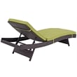 Pemberly Row Modern Rattan Outdoor Chaise in Espresso/Peridot Green (Set of 4)