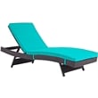 Pemberly Row Modern Rattan Outdoor Chaise in Espresso/Turquoise (Set of 4)