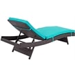 Pemberly Row Modern Rattan Outdoor Chaise in Espresso/Turquoise (Set of 4)