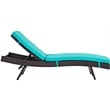 Pemberly Row Modern Rattan Outdoor Chaise in Espresso/Turquoise (Set of 4)
