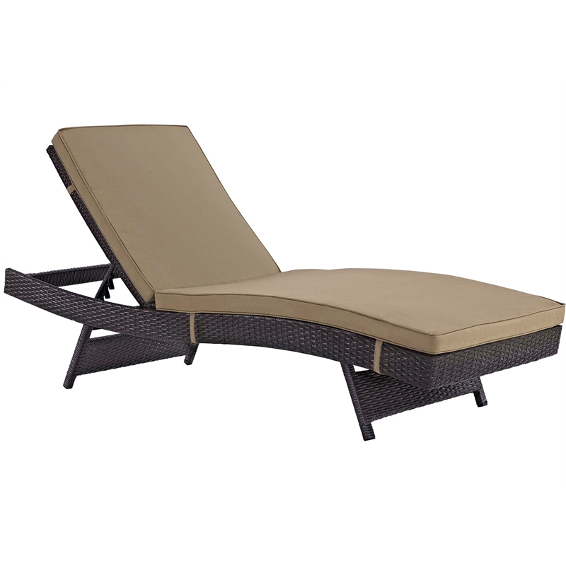 Pemberly Row Modern Rattan Outdoor Chaise in Espresso/Mocha Brown (Set of 6)