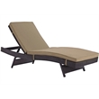 Pemberly Row Modern Rattan Outdoor Chaise in Espresso/Mocha Brown (Set of 6)