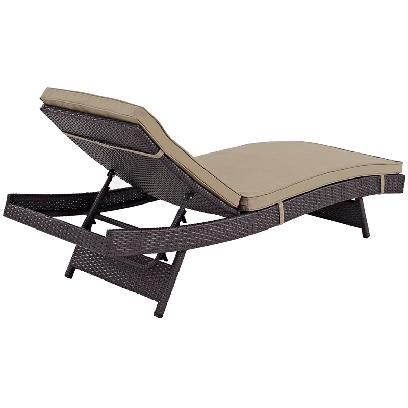 Pemberly Row Modern Rattan Outdoor Chaise in Espresso/Mocha Brown (Set of 6)