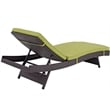 Pemberly Row Modern Rattan Outdoor Chaise in Espresso/Peridot Green (Set of 6)