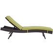 Pemberly Row Modern Rattan Outdoor Chaise in Espresso/Peridot Green (Set of 6)