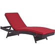 Pemberly Row Modern Rattan Outdoor Chaise in Espresso/Red (Set of 6)