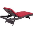Pemberly Row Modern Rattan Outdoor Chaise in Espresso/Red (Set of 6)