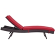 Pemberly Row Modern Rattan Outdoor Chaise in Espresso/Red (Set of 6)