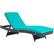Pemberly Row Modern Rattan Outdoor Chaise in Espresso/Turquoise (Set of 6)