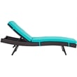 Pemberly Row Modern Rattan Outdoor Chaise in Espresso/Turquoise (Set of 6)