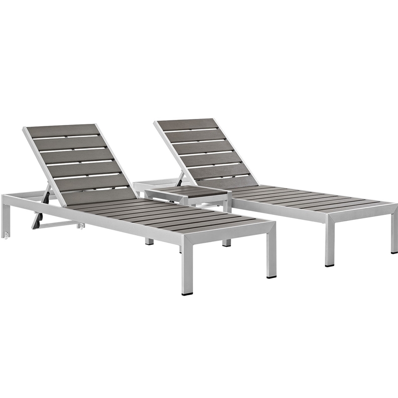 Pemberly Row 3-Piece Modern Aluminum Outdoor Set in Silver/Gray