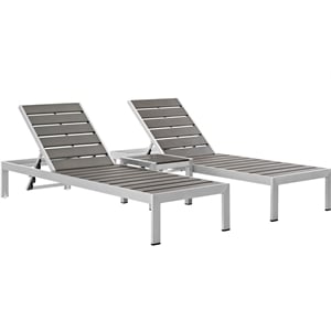 pemberly row 3-piece modern aluminum outdoor set in silver/gray