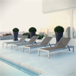 Pemberly Row Aluminum Patio Chaise Lounge Chair in Silver/Gray (Set of 4)