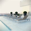 Pemberly Row Aluminum Patio Chaise Lounge Chair in Silver/Gray (Set of 6)