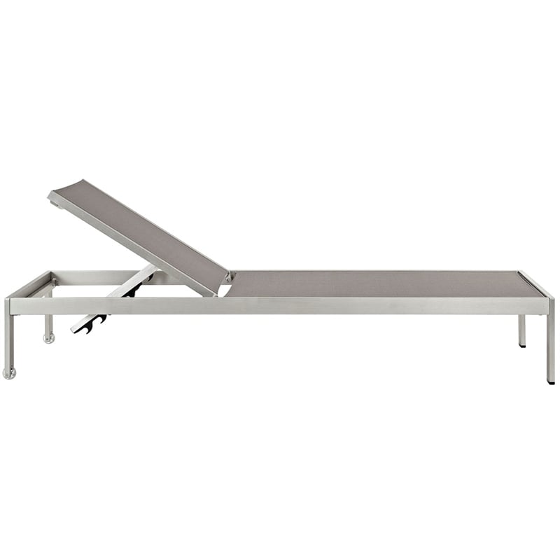 Pemberly Row 2 Piece Modern Aluminum Outdoor Set in Silver/Gray
