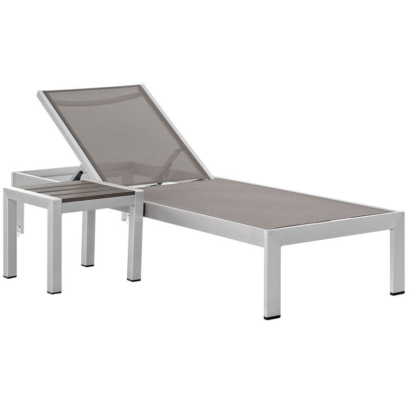 Pemberly Row 2 Piece Modern Aluminum Outdoor Set in Silver/Gray