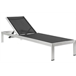 Pemberly Row Modern Aluminum Patio Chaise Lounge Set in Silver/Black (Set of 4)