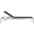 Pemberly Row Modern Aluminum Patio Chaise Lounge Set in Silver/Black (Set of 4)