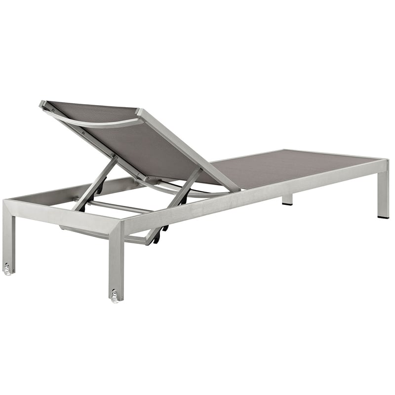 Pemberly Row Modern Aluminum Patio Chaise Lounge Set in Gray/Silver (Set of 4)