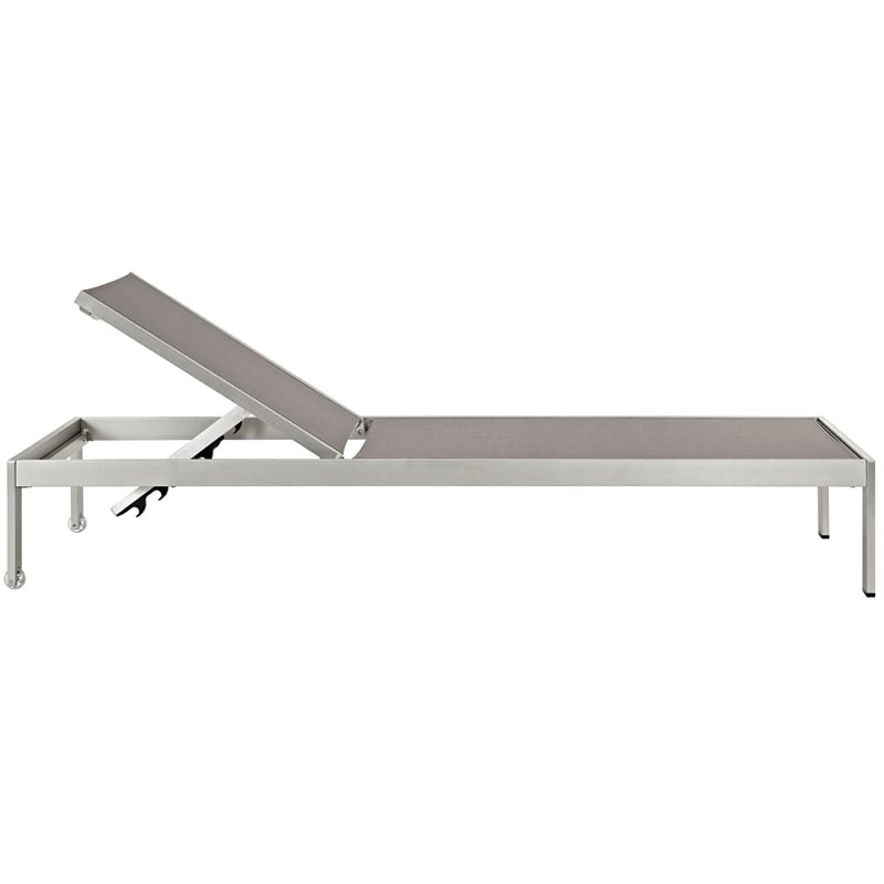 Pemberly Row Modern Aluminum Patio Chaise Lounge Set in Gray/Silver (Set of 4)