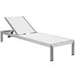 Pemberly Row Modern Aluminum Patio Chaise Lounge Set in Silver/White (Set of 4)