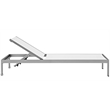 Pemberly Row Modern Aluminum Patio Chaise Lounge Set in Silver/White (Set of 4)