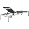 Pemberly Row Modern Aluminum Patio Chaise Lounge Set in Silver/Black (Set of 6)