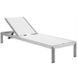 Pemberly Row Modern Aluminum Patio Chaise Lounge Set in Silver/White (Set of 6)